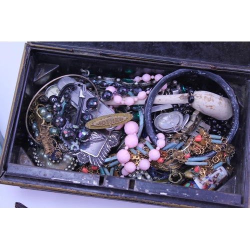 205 - A Collection of Costume Jewellery along with a Savings Bank Box.