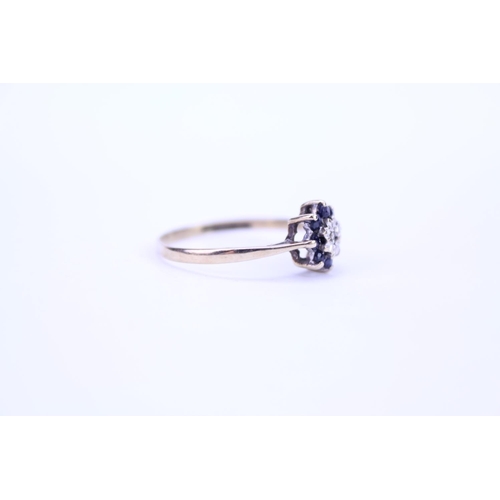 222 - A Ladies 9ct Gold Sapphire and Diamond Dress Ring. Size approx O.