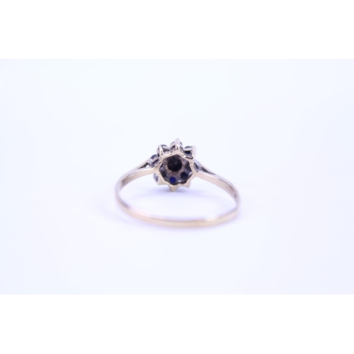 222 - A Ladies 9ct Gold Sapphire and Diamond Dress Ring. Size approx O.