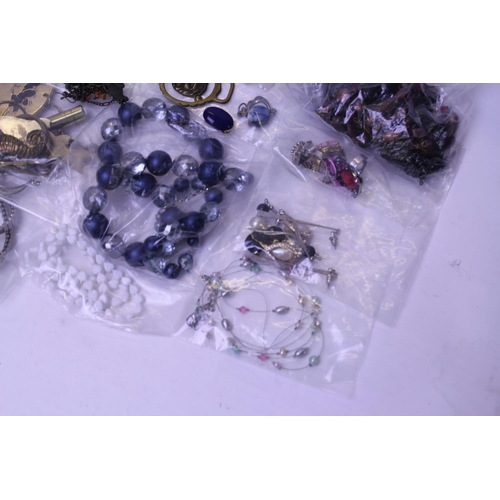 87 - A Collection of Costume Jewellery to include Bead Necklaces, Watches, Clips, etc. Needs Viewing.