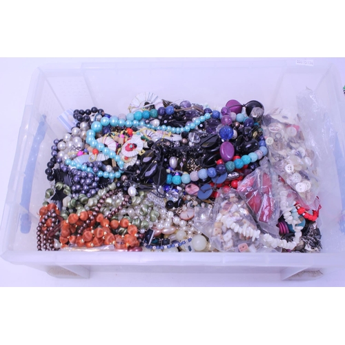 107 - A Large Box containing various Bead Necklaces made from Glass, Plastic, Seeds, Coconut, etc. Needs V... 