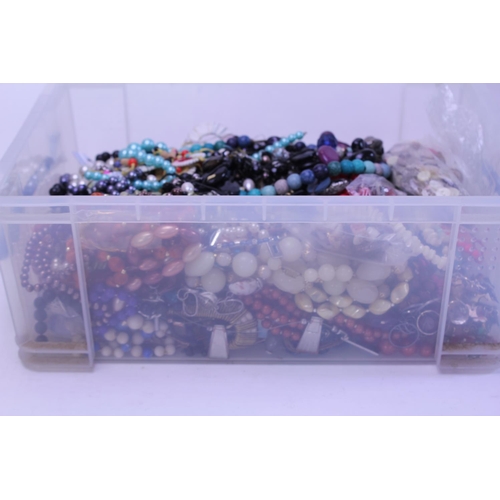 107 - A Large Box containing various Bead Necklaces made from Glass, Plastic, Seeds, Coconut, etc. Needs V... 