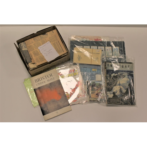 369 - A box containing Old Newspapers from 1918 to 1967 along with Post Cards, Cigarette Cards, etc.