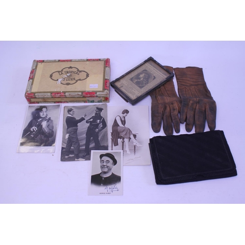 722 - A George Robey Signed Photograph, a Alfredo Signed Photograph & two others, a 1920s Hand Bag, a Pair... 