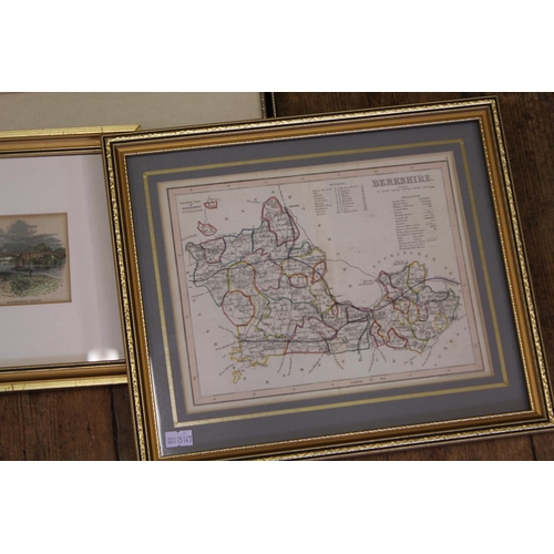 705 - 4 x Etchings along with Two Maps of Berkshire, All Framed & Glazed.