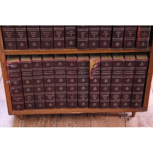 317 - A Small Bookcase containing 24 x Books of The Encyclopaedia of Britannica. 1-23 Plus Index.