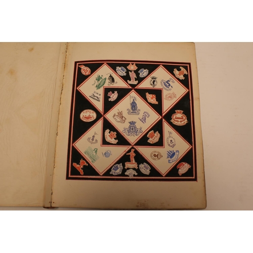 325 - An interesting Leather bound book containing letter headings, company crests, family heraldic crests... 