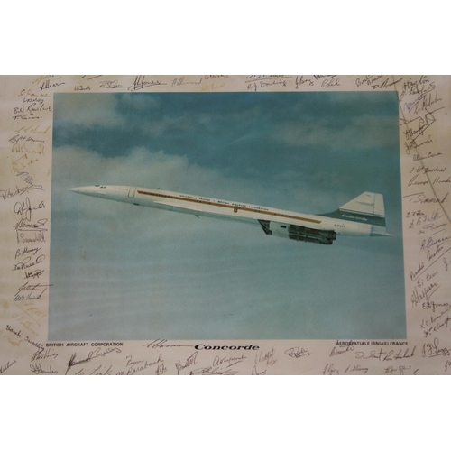 715 - A Rare Late 1960s Concorde Framed Picture/Print with over 100+ Original Signatures from the Design T... 