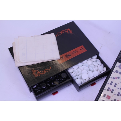 901 - A Mah-Jong Set in Original Case & a Go Set containing Black & White Counters.