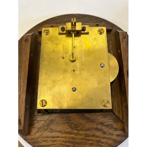 285 - A British Railways B.R.(S) Oak Cased Clock with Brass mechanism, painted dial No: 11236. Measuring: ... 