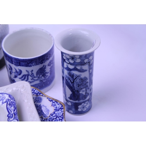 572 - A Collection of Blue & White China to include Shredded Wheat Bowls, Garden Scenes, Ruins, Girl at We... 