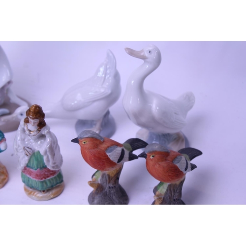 568 - A Spanish Study of a Young Girl, two Nao Geese, two Birds & other China.