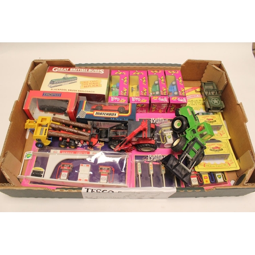 88 - A Tray of Models to include 4 x Bump & Go models, Tractors, Boxed Service Station accessories, Match... 