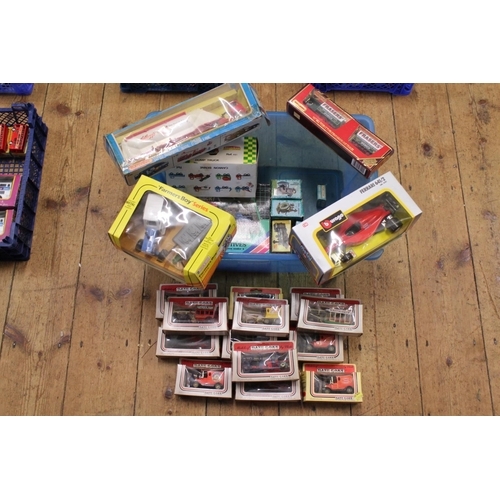 90 - A Large Tub of Boxed models to include a Lone Star Tractor Set, a Burago Ferrari, a Matchbox Yestery... 