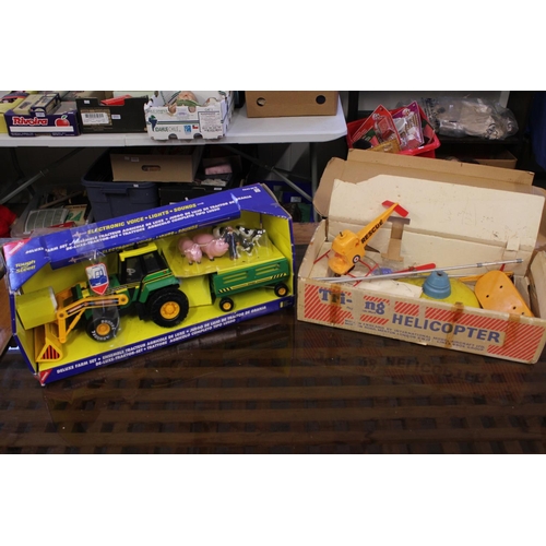 103 - An Early Boxed Triang Plastic Helicopter (As Found) along with a Boxed Buddy L Tractor & Trailer Set... 