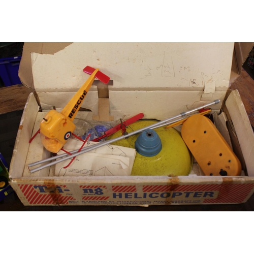 103 - An Early Boxed Triang Plastic Helicopter (As Found) along with a Boxed Buddy L Tractor & Trailer Set... 