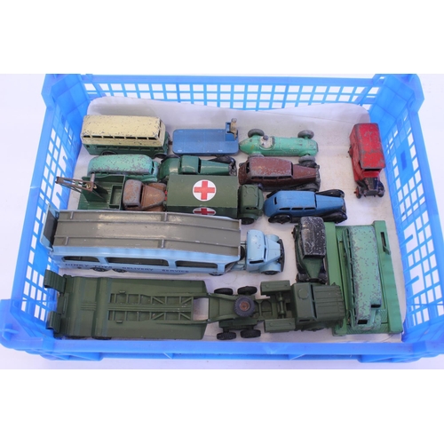 71 - A Collection of 14 x 1940s/1950s Playworn Dinky Toys to include the Tank Transporter, Car Transporte... 