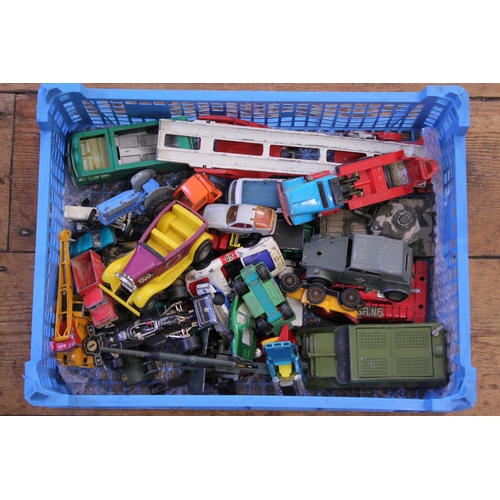 114 - A Tray of Play Worn Diecast models to include Matchbox, Husky, Tonka, Corgi Juniors, etc. 30+ Models... 