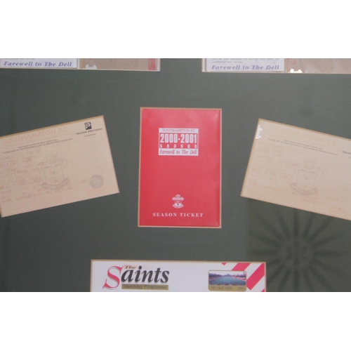 551 - A Southampton Football Club Last Year of the Dell Framed Montage including Programmes, Tickets and F... 