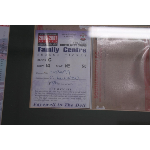 551 - A Southampton Football Club Last Year of the Dell Framed Montage including Programmes, Tickets and F... 