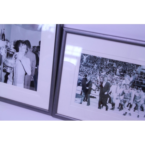 557 - A Southampton Football Club - 2 Framed Black & White Photographs of the 1976 Cup Final, one depictin... 