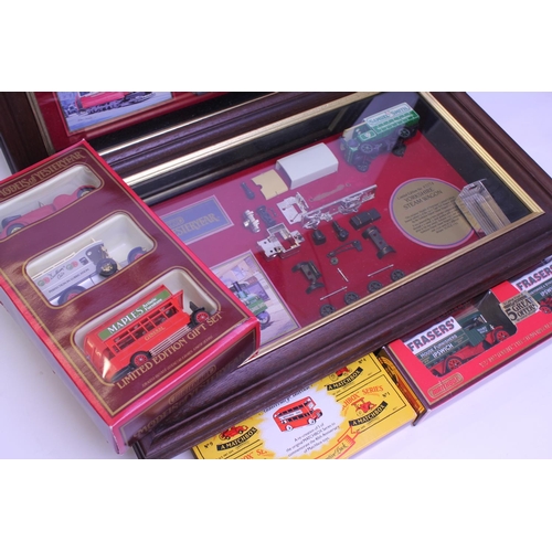 203 - 2 x Framed Matchbox Yesteryear Models in Cases to include Yorkshire Steam Wagon & a Preston Tramcar ... 