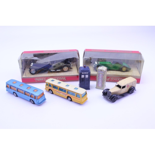 68 - 5 x Dinky Models to include a Pre War Telephone Box, Police Box, Ambulance in Cream, 2 x Later Vicer... 