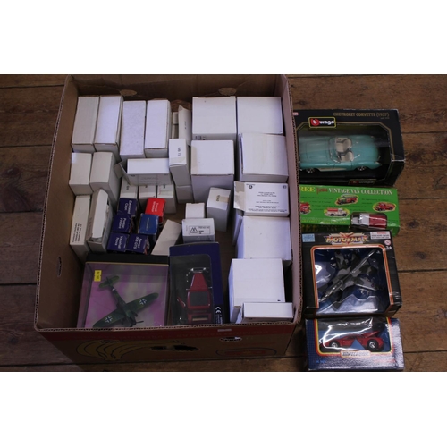 121 - A Large Box of 40+ Models to include Burago, Matchbox, etc. Needs Viewing.