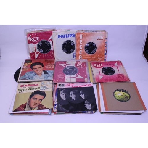 527 - A Collection of Original Elvis Presley & The Beatles Singles in a Original Red Singles Case. Needs V... 