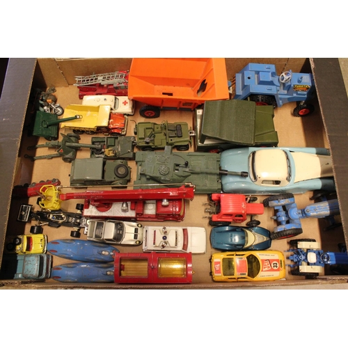 135 - A Tray of Play Worn Diecast Models to include Corgi, Britains, Dinky, Tri-ang, etc. (Around 30 in To... 