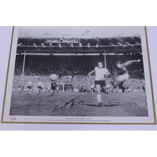 573 - A Scarce Signed Picture of Geoff Hurst Scoring the Winning Goal in the 1966 World Cup Final to make ... 