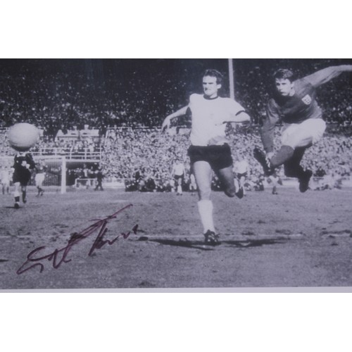 573 - A Scarce Signed Picture of Geoff Hurst Scoring the Winning Goal in the 1966 World Cup Final to make ... 