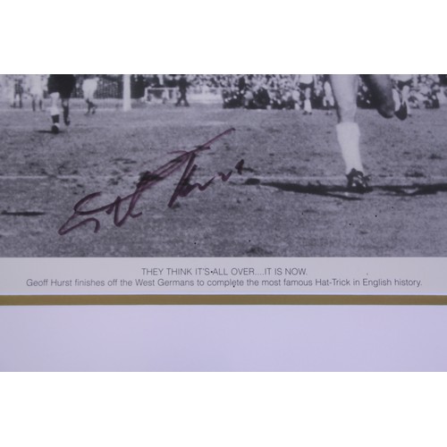 573 - A Scarce Signed Picture of Geoff Hurst Scoring the Winning Goal in the 1966 World Cup Final to make ... 