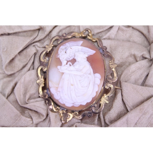 213 - Three Various Cameo's depicting a Greek Goddess, a Proposal Pine & the Three Graces.