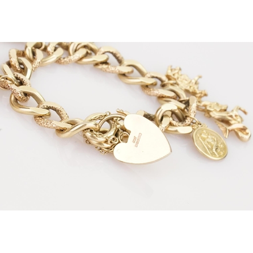 238 - A 9ct Gold Charm Set Bracelet mounted with Six Charms. Weighing: 67.5 grams.