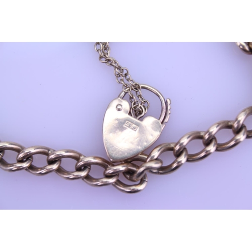 258 - A Ladies 9ct Gold curb link bracelet mounted with a heart locket, marked A S J. Weight approximately... 