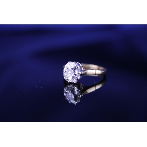 243 - A Victorian Diamond cushion shaped Ring set in 18ct platinum, Diamond approximately 1.2ct, Ring size... 