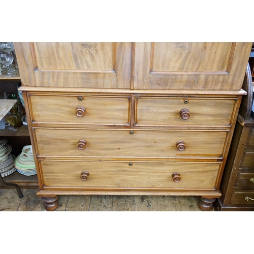 579 - An Early Victorian Mahogany Linen Press fitted with Two Short over Three Long Drawers, Later fitted ... 