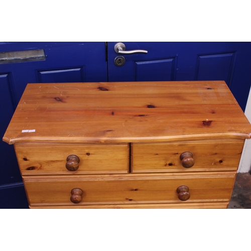 605 - A Modern Pine Chest of Two Short & Three Long Drawers. Measuring: 85cms across x 84cms High x 31cms ... 