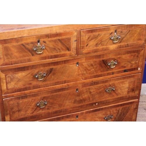 586 - A Victorian Mahogany Cross Banded & Line inlaid Straight Front Chest of Two Short over Three Long Dr... 