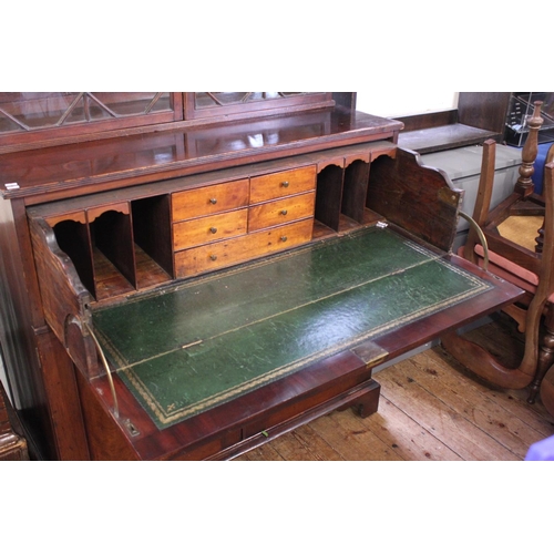 588 - A Georgian Mahogany Secretaire fitted Book Case with an Astragal glazed Double Doored Swan Neck Top ... 