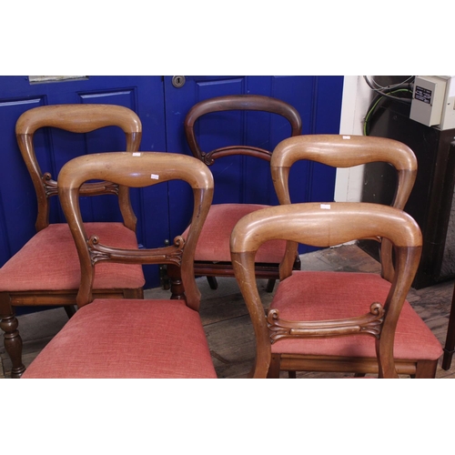 589 - A Set of Five Victorian Hoop Back Dining Chairs with Scroll backs & resting on turned legs.