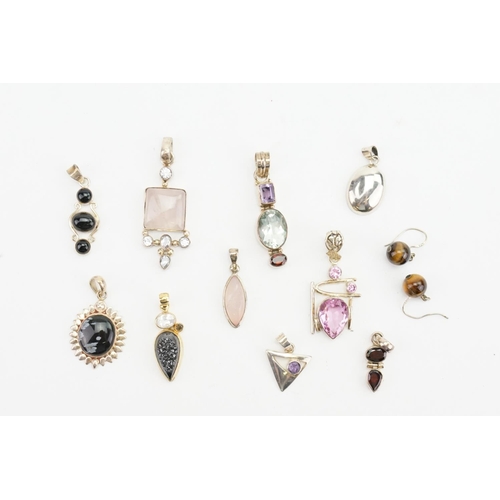 280 - A Collection of Silver Semi Precious Stone Jewellery to include 10 Pendants, Earrings, Garnet, Ameth... 