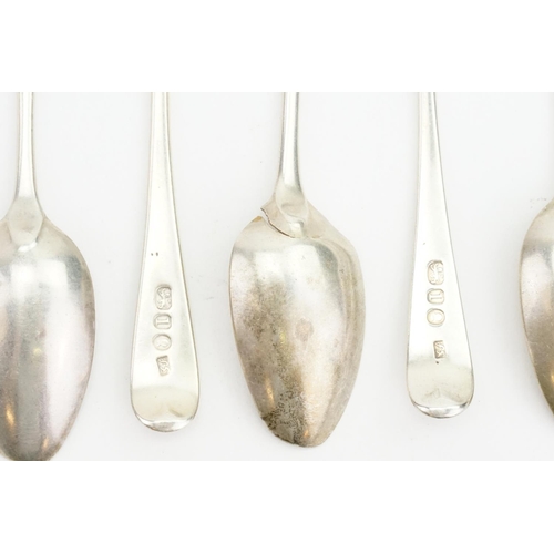 56 - Five Thread Edged Tea Spoons and Five Georgian Silver bright cut Irish engraved Tea Spoons. Total we... 