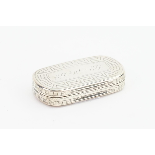 62 - A 1805, Samuel Pemberton, Silver engraved snuff box. Birmingham H. Total weight: approx 39 grams.