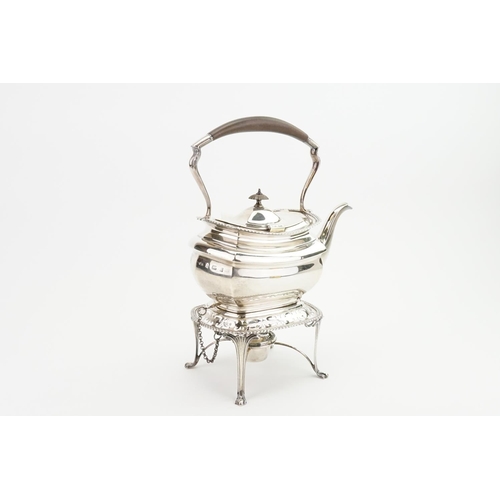 38 - A 1906 Elkington & Co Silver Georgian Designed Tea Kettle on a Silver Stand with a Silver Plated Bur... 