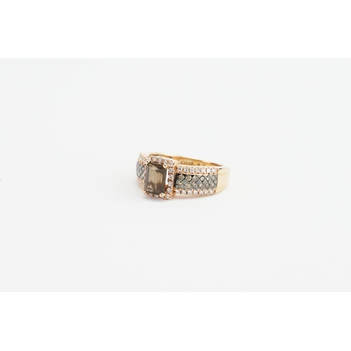 262A - Le Vian 14ct Strawberry Gold Quartz & 0.52ct Diamond Ring. Size approx M. Total weight approx 5.7g