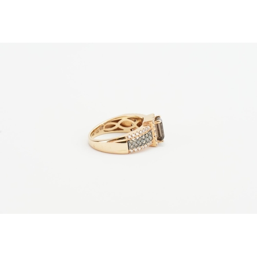 262A - Le Vian 14ct Strawberry Gold Quartz & 0.52ct Diamond Ring. Size approx M. Total weight approx 5.7g