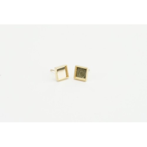 60 - A Pair of 9ct Gold Ladies Square Embossed Edged Earrings in Original Box with an Original Shop Recei... 