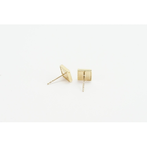 60 - A Pair of 9ct Gold Ladies Square Embossed Edged Earrings in Original Box with an Original Shop Recei... 